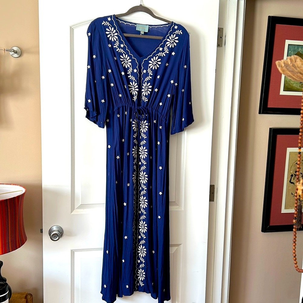 Beautiful boho blue maxi dress, size L